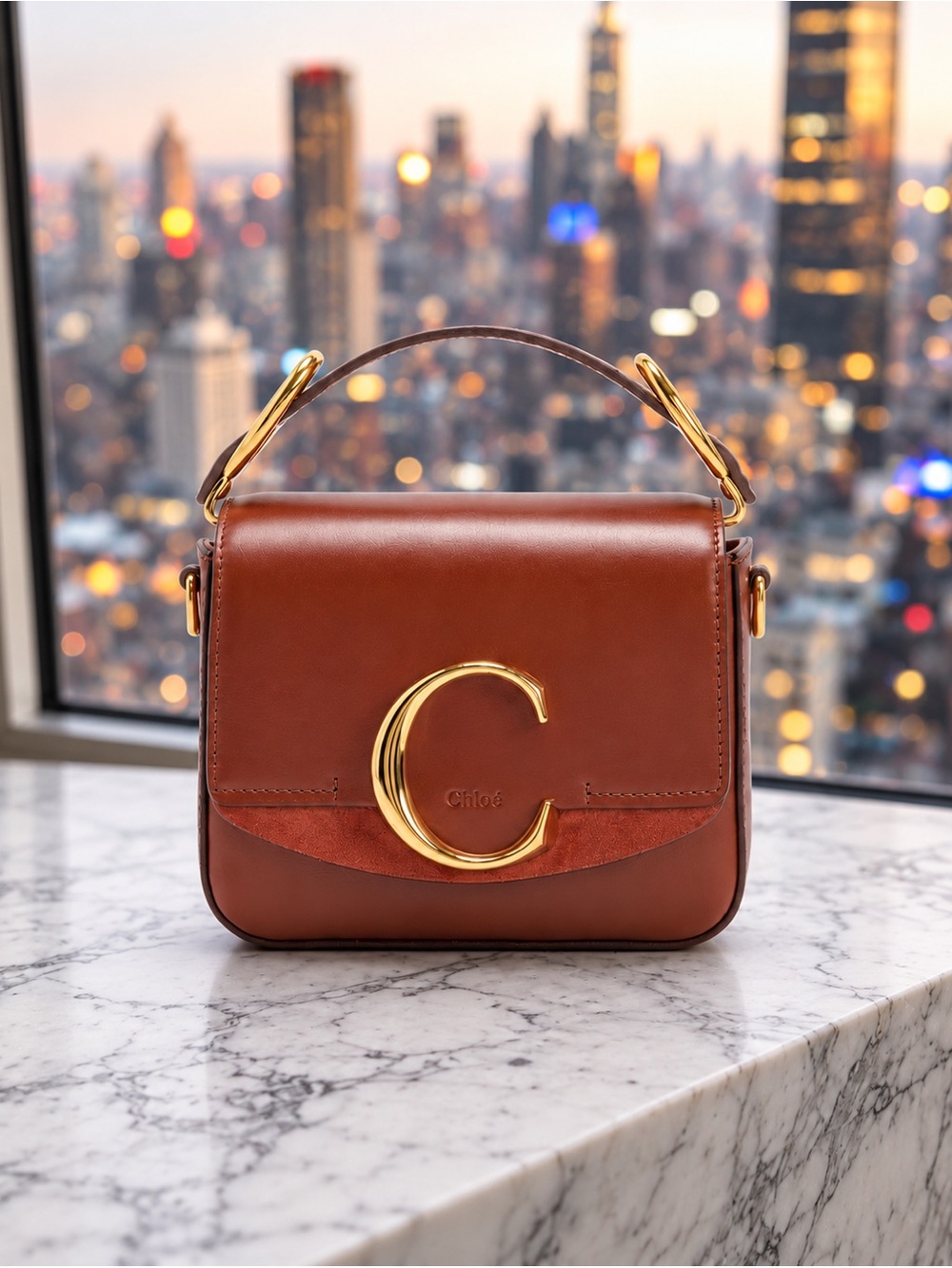 Chloé Mini C Calfskin leather flap bag